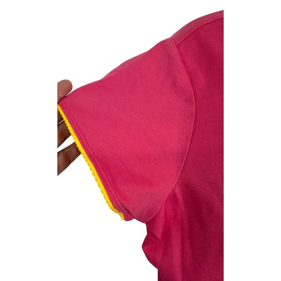 Nike Golf Dri-Fit Womens Pink & Yellow Short Sleeve 1/4 Zip Pullover XL - Picture 4 of 10